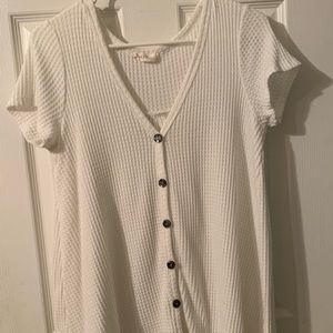 Homely Waffle Knit Top with High/Low Hem